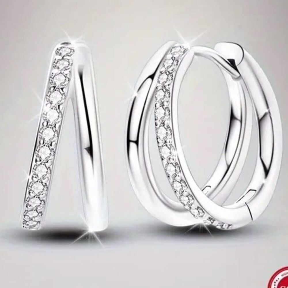 Earrings 925 Sterling Silver with crystal design
